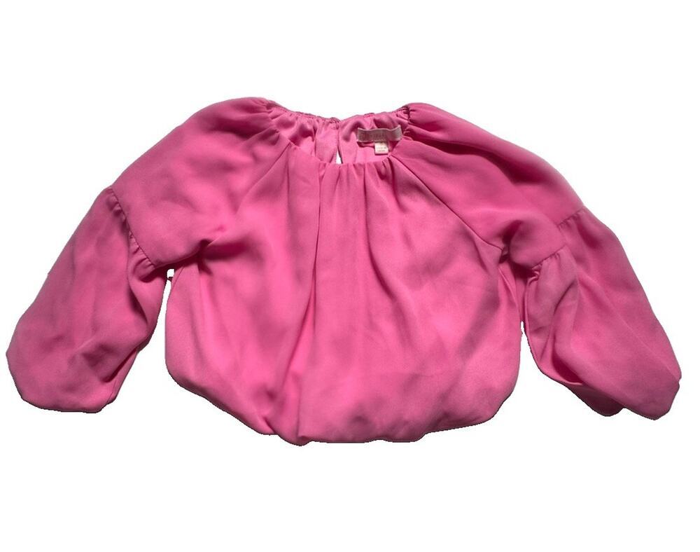 GB Girls Pink Long Sleeve Peasant Blouse Top Size 4 Gathered Neck Polyester